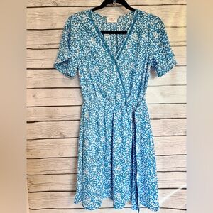Sienna Sky Blue Floral Wrap Midi Dress